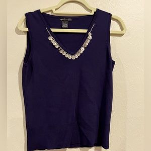 8g & Madison navy w/coins business casual tank. Size L. Excellent condition.